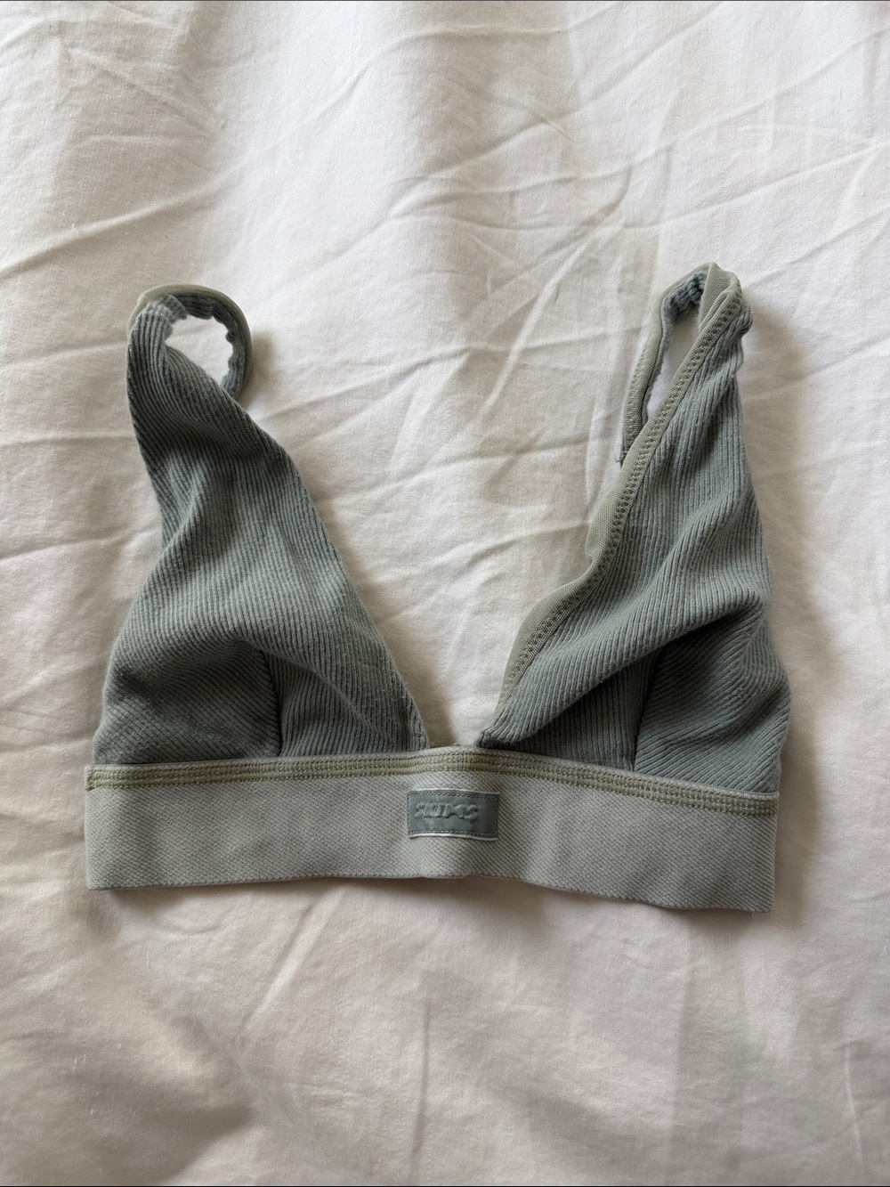 SKIMS Ribbed Triangle Bralette in Sage Green